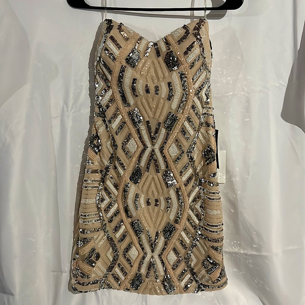 Bachelorette Dress New with Tags Sequins Pink Strapless